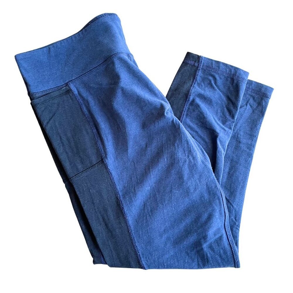 Tasc Leggings, Organic Cotton & Bamboo, With Pockets, Blue & Black - Size Large
